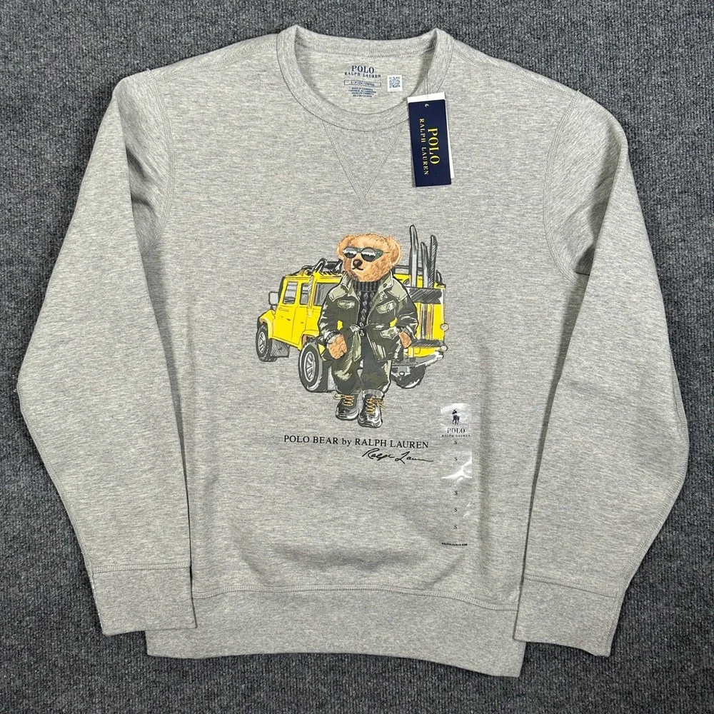 NWT Polo Ralph Lauren Polo Bear Sweatshirt Grey Off-Road Vehicle Men's Size M